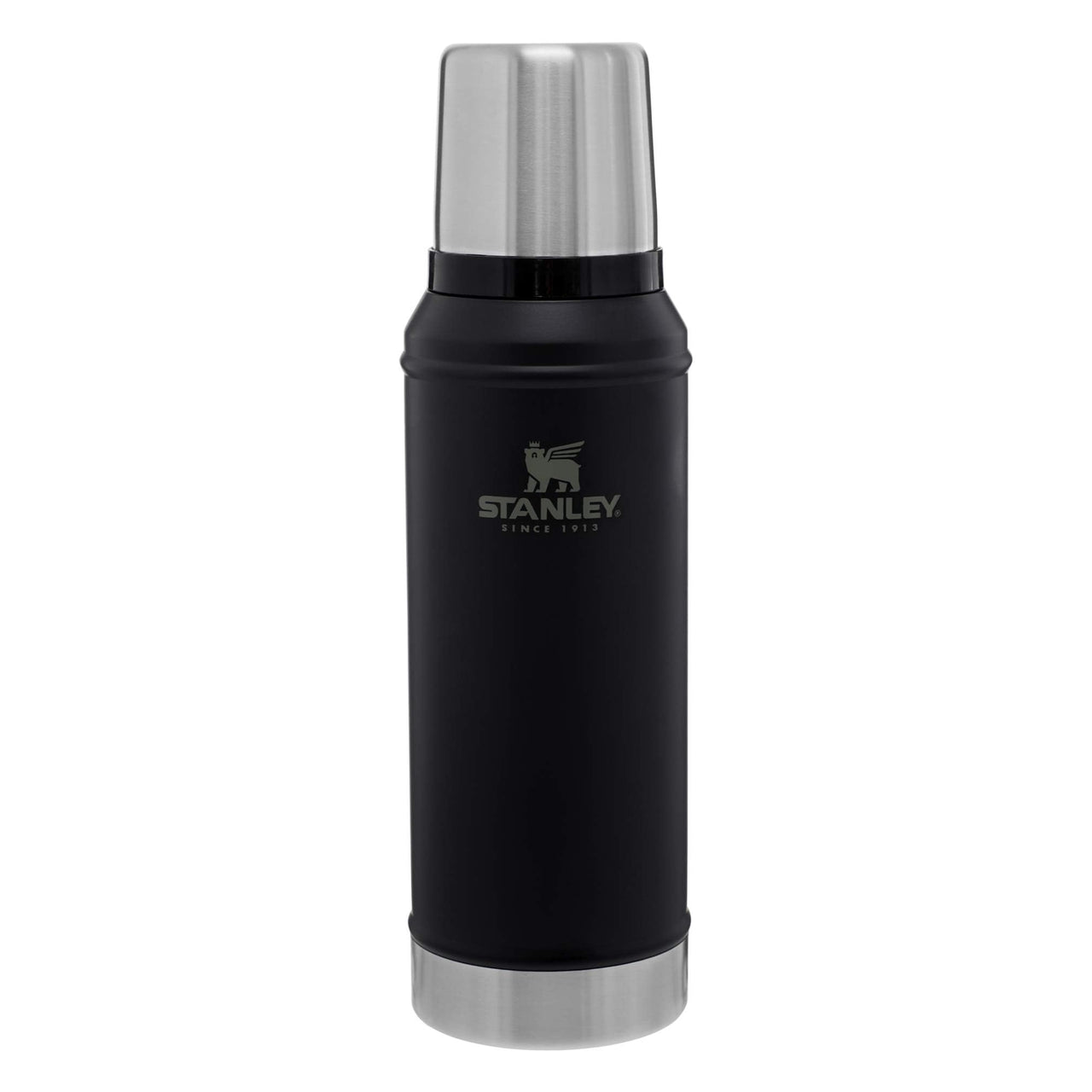Stanley Classic Legendary Vacuum Bottle 1.0 qt | Wide Mouth with Leakproof Cup Lid | Keep Drinks Hot or Cold | Packable for Travel | Insulated Stainless Steel Thermos | BPA-Free | Matte Black