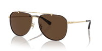 Thumbnail for COACH Men's HC7164 Aviator Sunglasses, Light Gold/Dark Tortoise/Dark Brown Solid, 59 mm