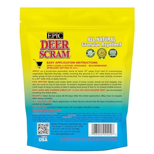 Epic REPELLENTS Deer Scram All Natural Granular Repellent - All-Natural, Animal, People and Pet Safe Granule (6 lb Bag)
