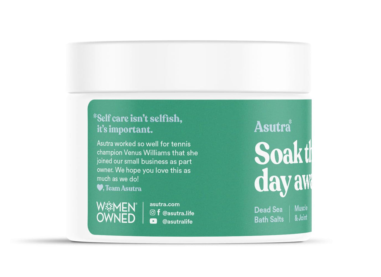 ASUTRA Dead Sea Bath Salts (Muscle & Joint), 16 oz - Soak in Rich & Vital Healing Minerals - Soften & Ease Sore Muscles with Eucalyptus, Peppermint, & Clary Sage Essential Oils
