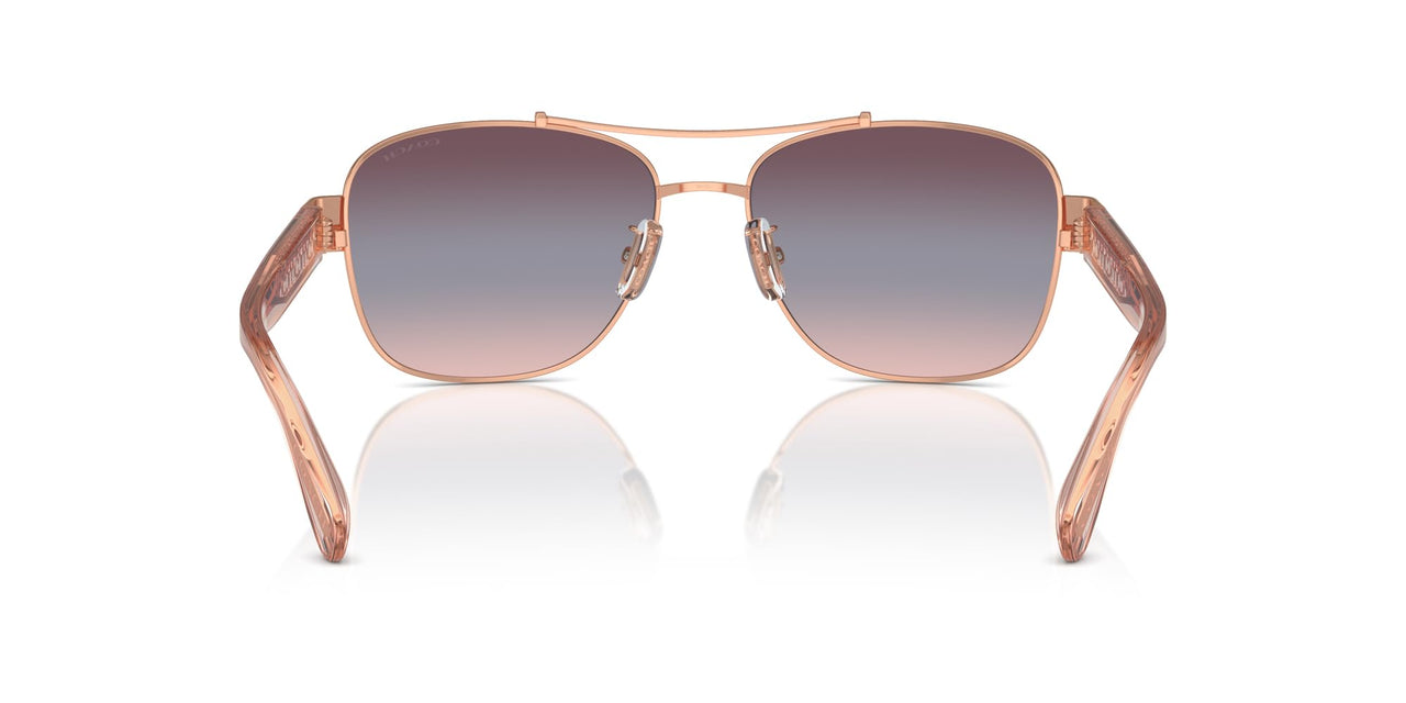 COACH Women's HC7161 Aviator Sunglasses, Shiny Rose Gold/Purple Blue Pink Gradient, 56 mm