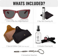 Thumbnail for Ray-Ban RB0840S MEGA WAYFARER BIO-BASED Square Shaped Non-Polarized Sunglasses for Men & Women – Includes Official RAYBAN Eyewear Kit – Ideal Formal & Casual Wear Sunglasses – Dark Grey Lens