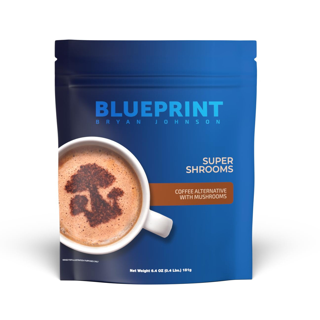 Blueprint Bryan Johnson Super Shrooms Mushroom Coffee Alternative - 70MG Caffeine - 30 Servings