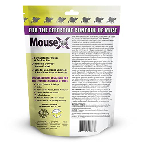 MouseX 1lb Bag, All-Natural Poison Free, Effective Against All Species of Rats and Mice - EcoClear Products
