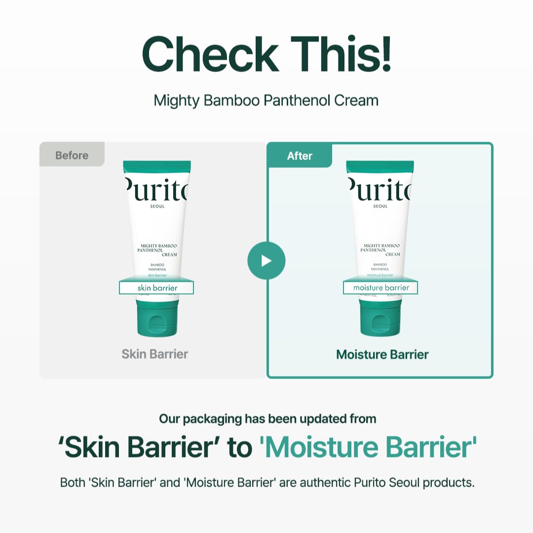 PURITO Mighty Bamboo Panthenol Cream, Glow Cream, Skin Barrier Repair, for All Skin Types, Daily Face Moisturizer, Glass skin, Vegan, Korean Skin Care 3.38fl.oz / 100ml