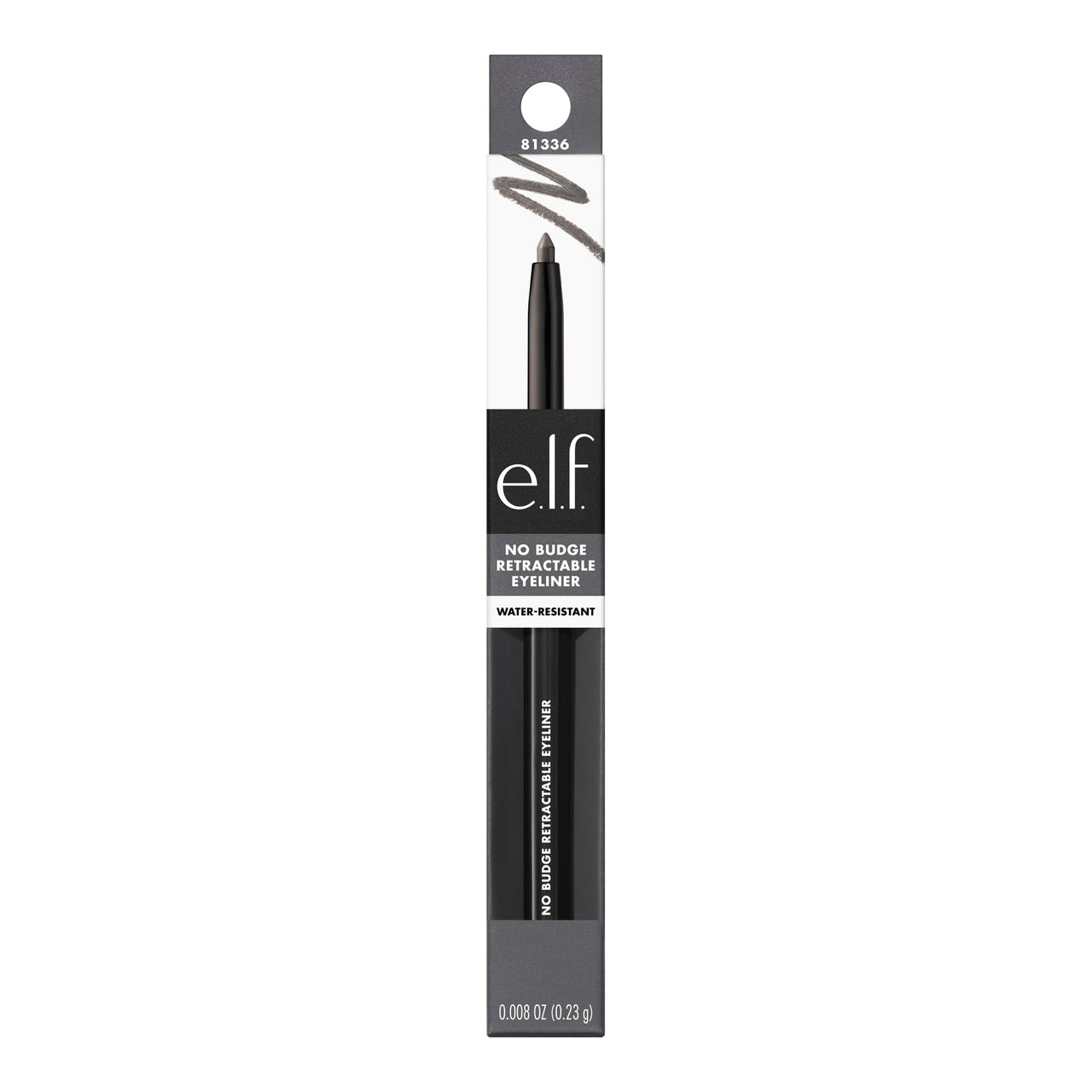 e.l.f. No Budge Retractable Eyeliner, Creamy, Ultra-Pigmented & Waterproof, Creates Bold & Defined Lines, Vegan & Cruelty-Free, Grey