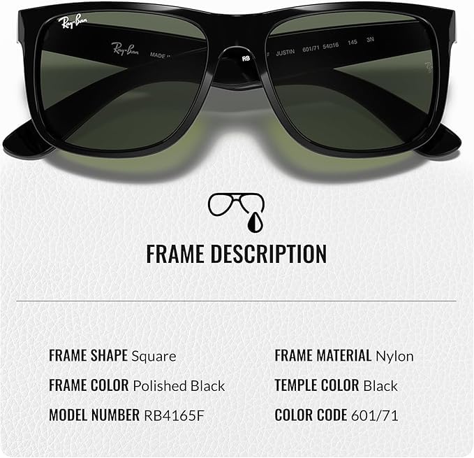 Ray-Ban RB4165F JUSTIN CLASSIC LOW BRIDGE FIT Square Shape Sunglasses with Official Eyewear Kit