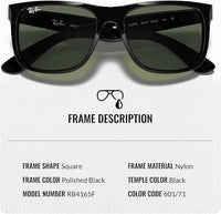 Thumbnail for Ray-Ban RB4165F JUSTIN CLASSIC LOW BRIDGE FIT Square Shape Sunglasses with Official Eyewear Kit