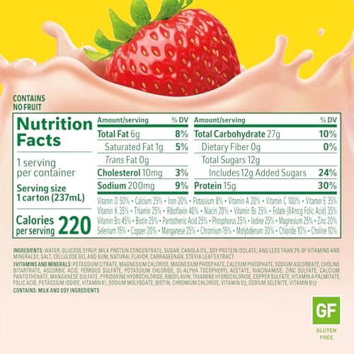 Carnation Breakfast Essientials High Protein Ready-to-Drink, 8 FL OZ Carton, Strawberry (Pack of 24)