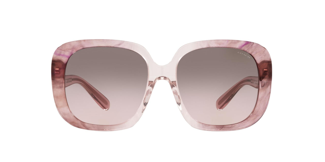 Coach HC8323U Universal Fit Sunglasses, Transparent Pink Ombre/Brown Pink Gradient, 56 mm