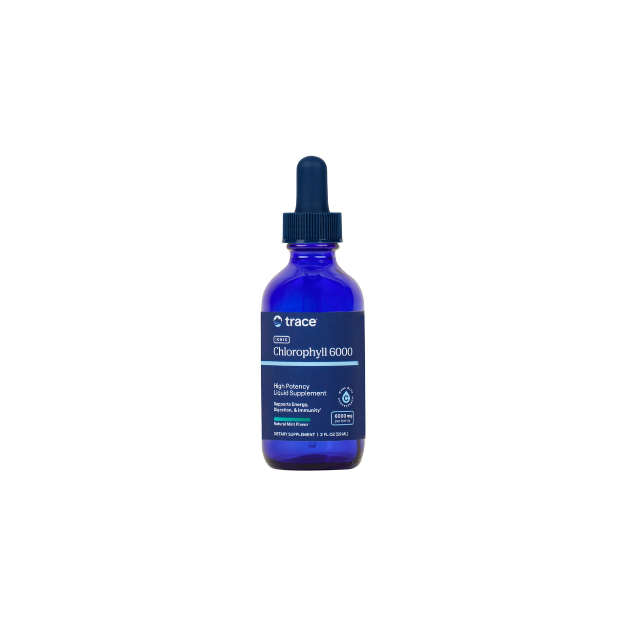 Trace Minerals Concentrated Ionic Chlorophyll â€“ Liquid Chlorophyll Supplement for Cell Health, Digestive & Energy Support â€“ Immune Support â€“ Gluten-Free, Vegan, Natural Mint â€“ 2 fl oz (120 Servings)