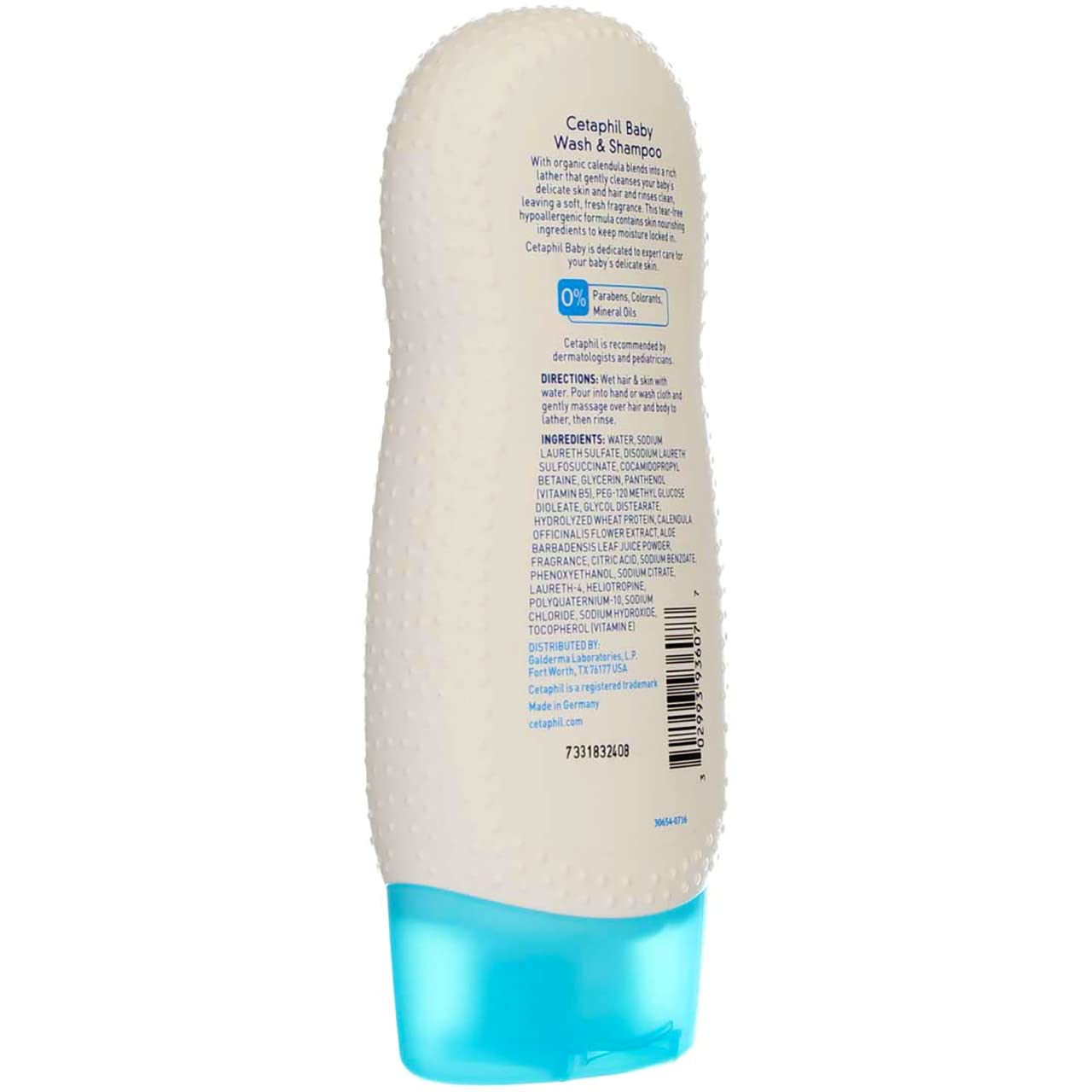 Cetaphil Baby - Wash & Shampoo - with Organic Calendula - Net Wt. 7.8 FL OZ (230 mL) Per Bottle - Pack of 2 Bottles (Packaging/Designs Vary)