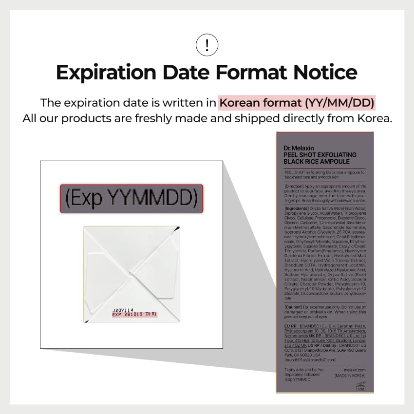 Dr.Melaxin Peel Shot Glow Black Rice Peeling Ampoule 80ml, Dead Skin Gentle Exfoliating Ampoule with Rice Water Extract, AHA BHA, Niacinamide, Daily Skin Texture Care, All Skin Types, Korean Skincare