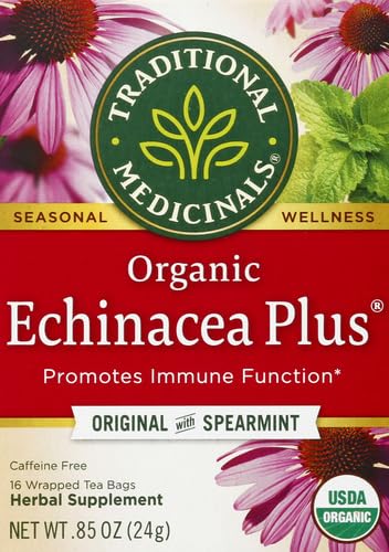 Traditional Medicinals Organic Echinacea Plus Seasonal Tea (Pack of 1), Promotes Immune Function, 16 Tea Bags