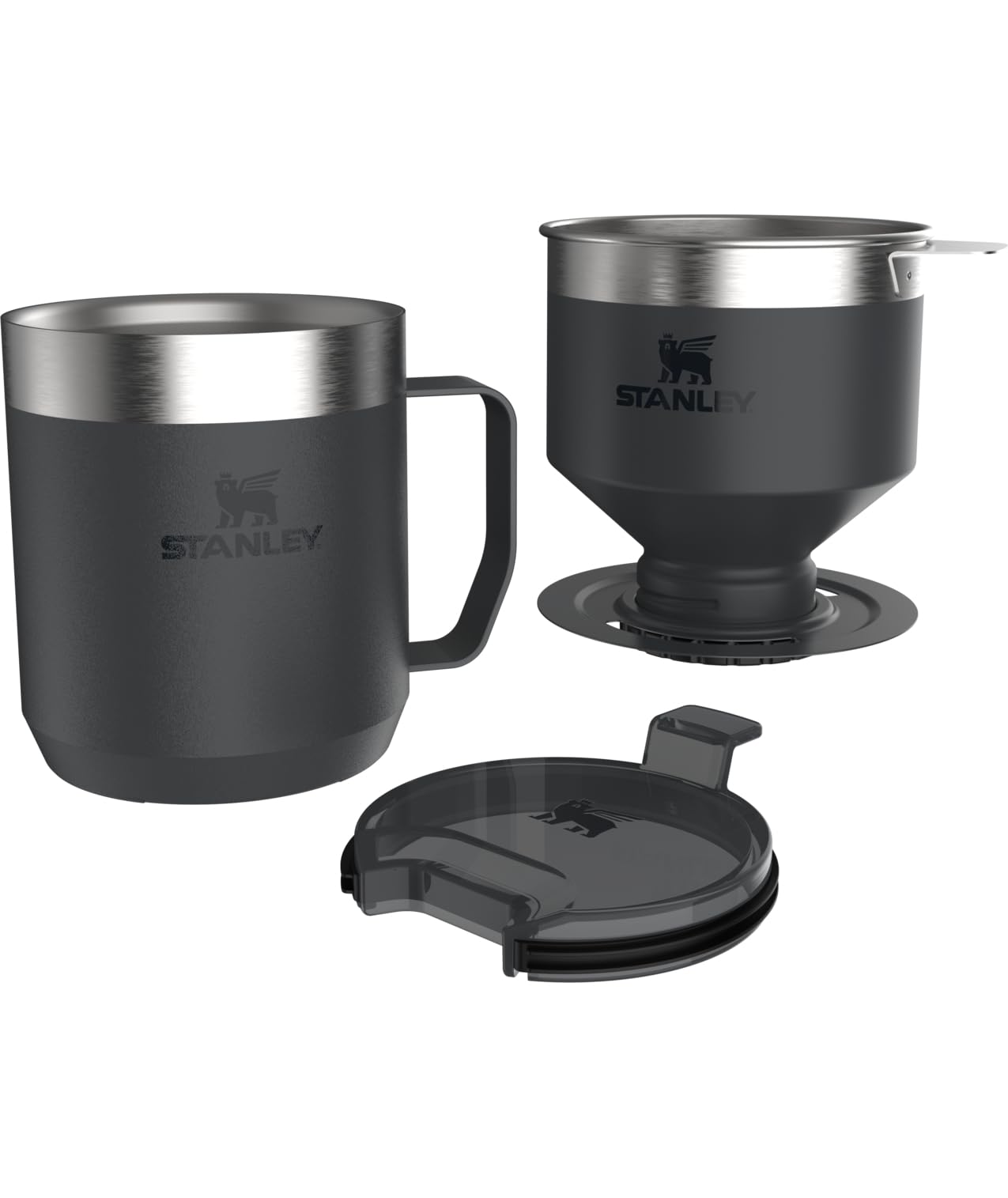 STANLEY Perfect Brew Pour Over Set | 12 oz Camp Mug with Lid Included | Drip Coffee Maker with Reusable Filter | Insulated Stainless Steel | BPA-Free | Black 2.0