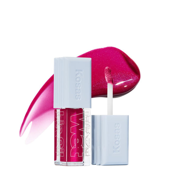 Kosas Wet Lip Oil Gloss - Hydrating Lip Plumping Treatment with Hyaluronic Acid & Peptides, Non-Sticky Finish (Fruitjuice)