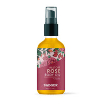 Thumbnail for Badger Rose Body Oil, 100% Organic Rose Scented Body Oil, All Natural Body Moisturizer, Organic Jojoba & Rose Oils Soothe Dry Skin, 4 fl oz Glass Bottle