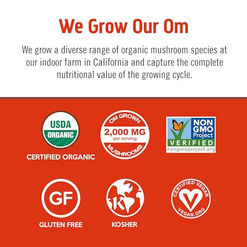 OM MUSHROOM SUPERFOOD Morning Energy Blend – Coffee-Free Mushroom Drink Mix with Cordyceps, Lion’s Mane, Rhodiola & Vitamin D2 – Natural Energy, Focus & Endurance Support – Single Serve (10 Count)