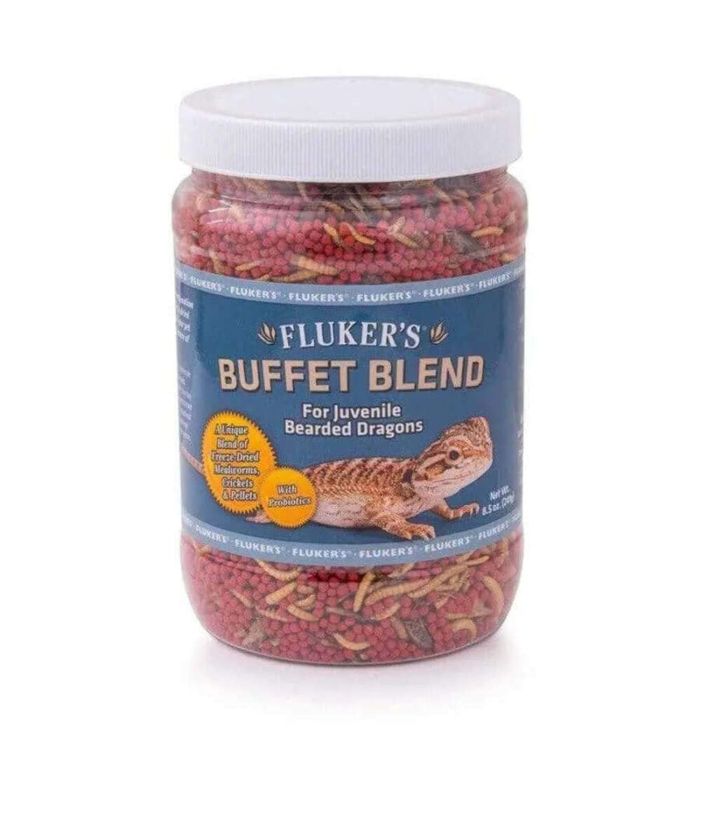 Fluker's Buffet Blend Juvenile Bearded Dragon Diet, Mealworms, Crickets and Pellets, 9 oz