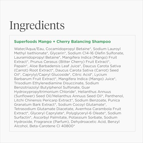 Briogeo Superfoods Mango + Cherry Balancing Shampoo for Oily Hair | Gentle Cleanse & Oil Control | Vegan & Cruelty-Free | 12.5 fl oz
