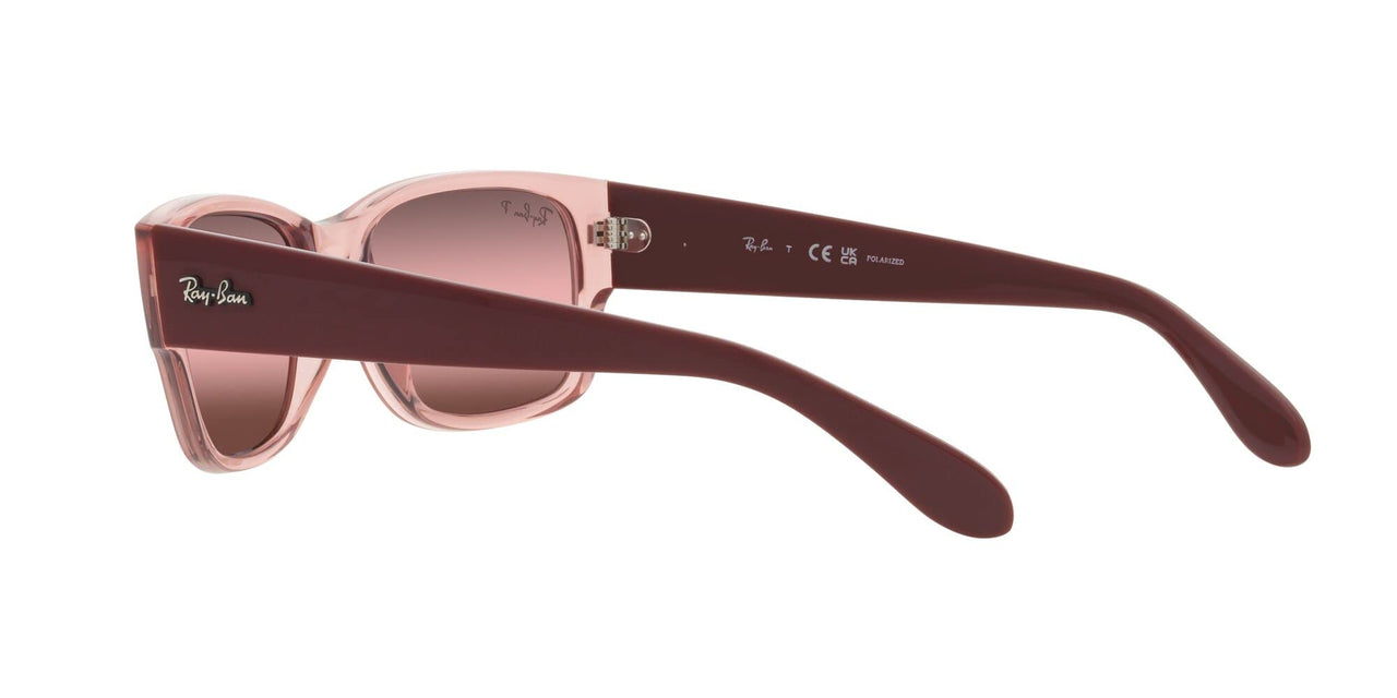 Ray-Ban Unisex RB4388 Square Sunglasses, Transparent Pink/Wine Polarized, 58 mm