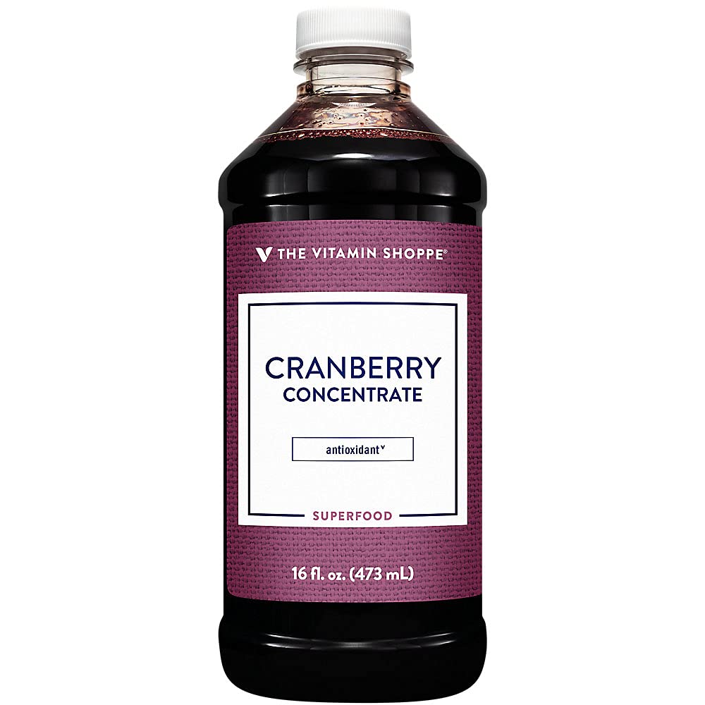 The Vitamin Shoppe Cranberry Concentrate, 100% Juice Concentrate, Natural Superfood, Easy to Mix & Ideal for Smoothies (16 Fluid Ounces Liquid)