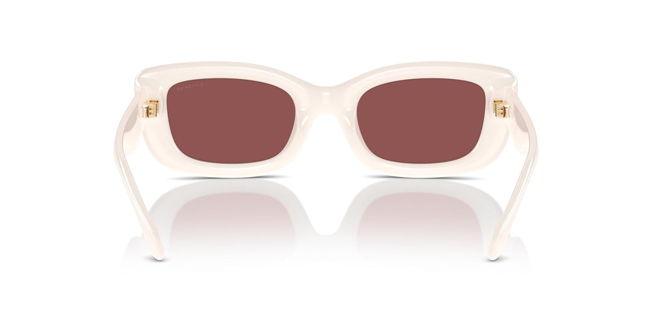 COACH Women's HC8390U Sculpted C Hardware Universal Fit Rectangular Sunglasses, Milky Cloud/Wine Solid, 51 mm