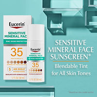 Thumbnail for Eucerin Sun Tinted Mineral Face Sunscreen Lotion Spf 35, Non-Comedogenic Mineral Sunscreen With Gentle Zinc Oxide Protection For Sensitive Skin, 1.7 Fl Oz Bottle