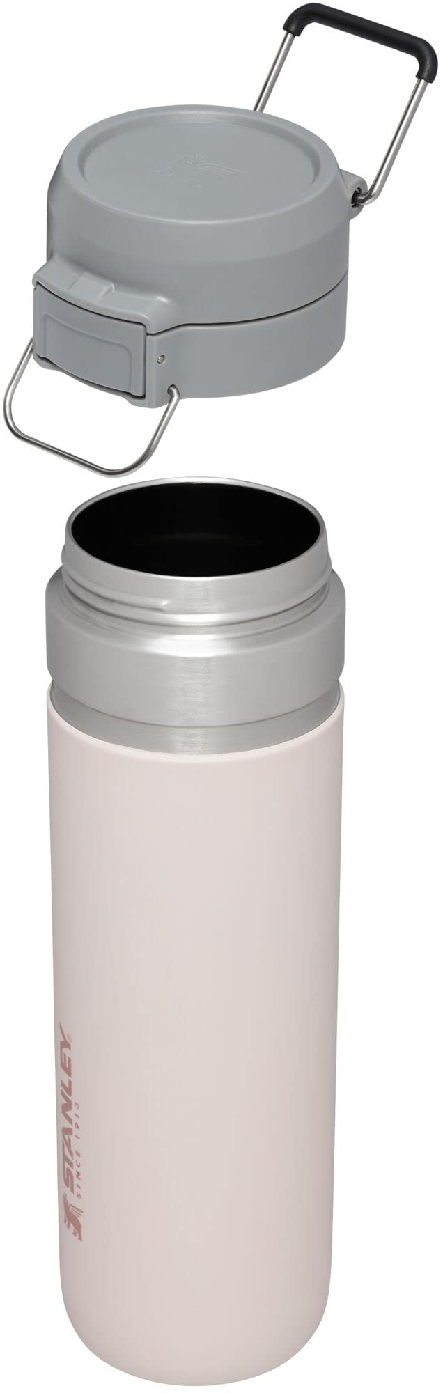 Stanley Quick Flip GO Water Bottle 24 oz | Push Button Lid | Leakproof and Packable for Travel and Sports | Insulated Stainless Steel | BPA-Free | Rose Quartz