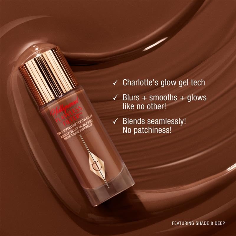 Charlotte Tilbury Hollywood Flawless Filter - Multi-Use Makeup Primer, Complexion Booster & Illuminating Liquid Highlighter with Sheer Coverage - Smooths & Blurs Skin - 4 Medium