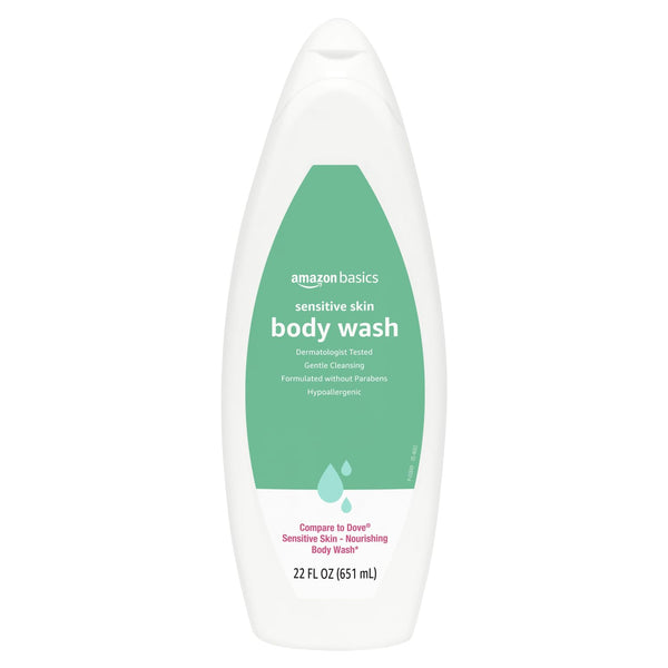 Amazon Basics Hypoallergenic Body Wash for Sensitive Skin, Creamy Lather, Paraben Free, 22 fl oz (1-Pack)