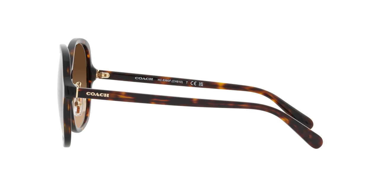 COACH HC8360F Low Bridge Fit Sunglasses, Dark Tortoise/Brown Gradient, 58 mm