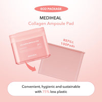 Thumbnail for (Only Refill) Mediheal Collagen Ampoule Pad (100 Pads) - Cotton Facial Toner Pads for Skin Firming & Restore Elasticity - Vegan Eco Silk Pad