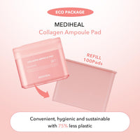 Thumbnail for (Only Refill) Mediheal Collagen Ampoule Pad (100 Pads) - Cotton Facial Toner Pads for Skin Firming & Restore Elasticity - Vegan Eco Silk Pad