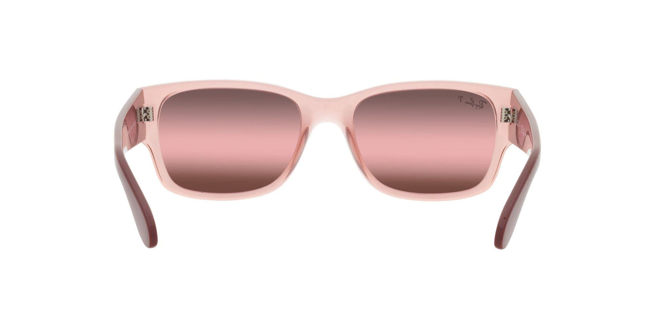 Ray-Ban RB4388 Square Sunglasses, Transparent Pink/Wine Polarized, 58 mm