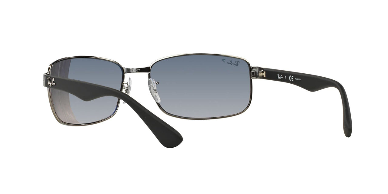 Ray-Ban RB3478 Rectangular Sunglasses, Gunmetal Frame/Blue Polarized Lens, 60 mm