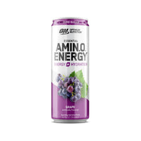 Thumbnail for Optimum Nutrition Amino Energy Sparkling Hydration Drink, Electrolytes, Caffeine, Amino Acids, BCAAs, Sugar Free, Grape, 12 Fl Oz, 1 count (Packaging May Vary)