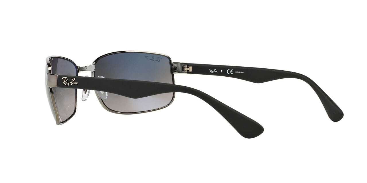 Ray-Ban RB3478 Rectangular Sunglasses, Gunmetal Frame/Blue Polarized Lens, 60 mm