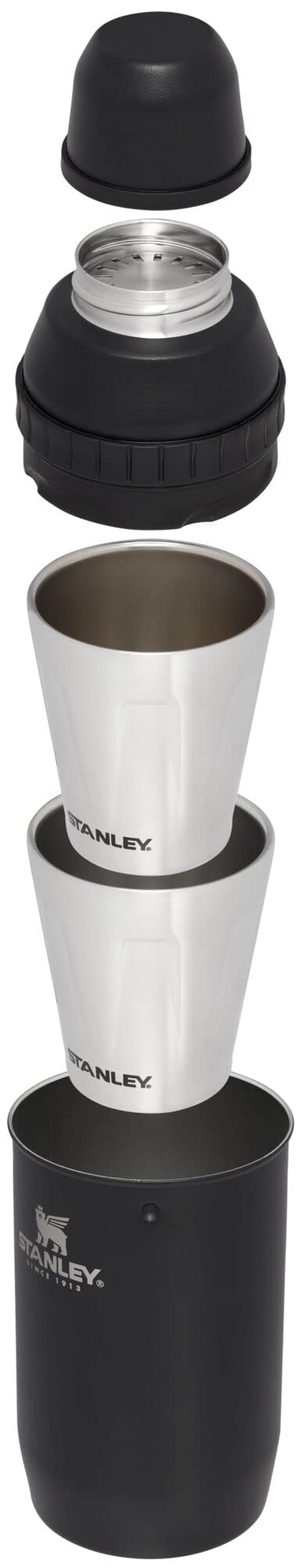 Stanley Happy Hour Cocktail Shaker Set 20 oz | Bartender Kit for Camping and Travel | Cocktail Drink Mixing Set with 2 Cups | Insulated Stainless Steel | BPA-Free | Matte Black