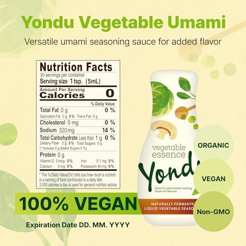 YONDU Organic Umami Seasoning Sauce: Replacement for Liquid Aminos, Fish Sauce, Soy Sauce. Non GMO, 100% Plant Based, Gluten Free (5.1 fl oz)
