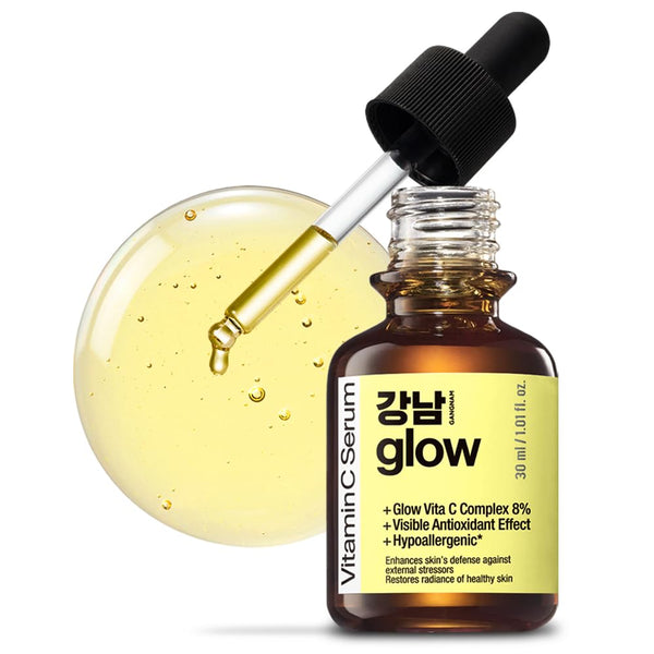GANGNAM glow 125 Hours Antioxidant Serum with Pure Vitamin C & Ferulic Acid | Korean Glass Skin Products | Vitamin C Face Serum | Korean Skin Care | Serum Vitamina C - 1.01fl oz (30ml)