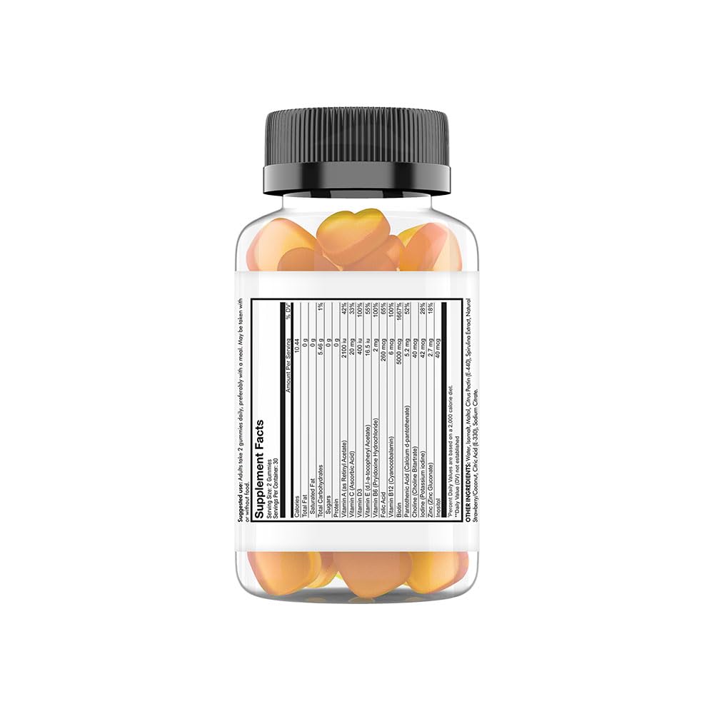 Codeage Hair Gummies, Biotin 5000 mcg, Sugar Free Growth Gummy Vitamins A, C, B6, B12, D3, Zinc, Inositol Supplement, Women & Men, Pantothenic Folic Acid, Nails, Skin, Strawberry Coconut Flavor, 60 ct