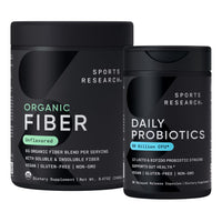 Thumbnail for Sports Research® Digestive Regularity Pack - Daily Probiotics 60 Billion CFU + Organic Fiber Powder with Psyllium Husk, Fibriss, and Agave Inulin