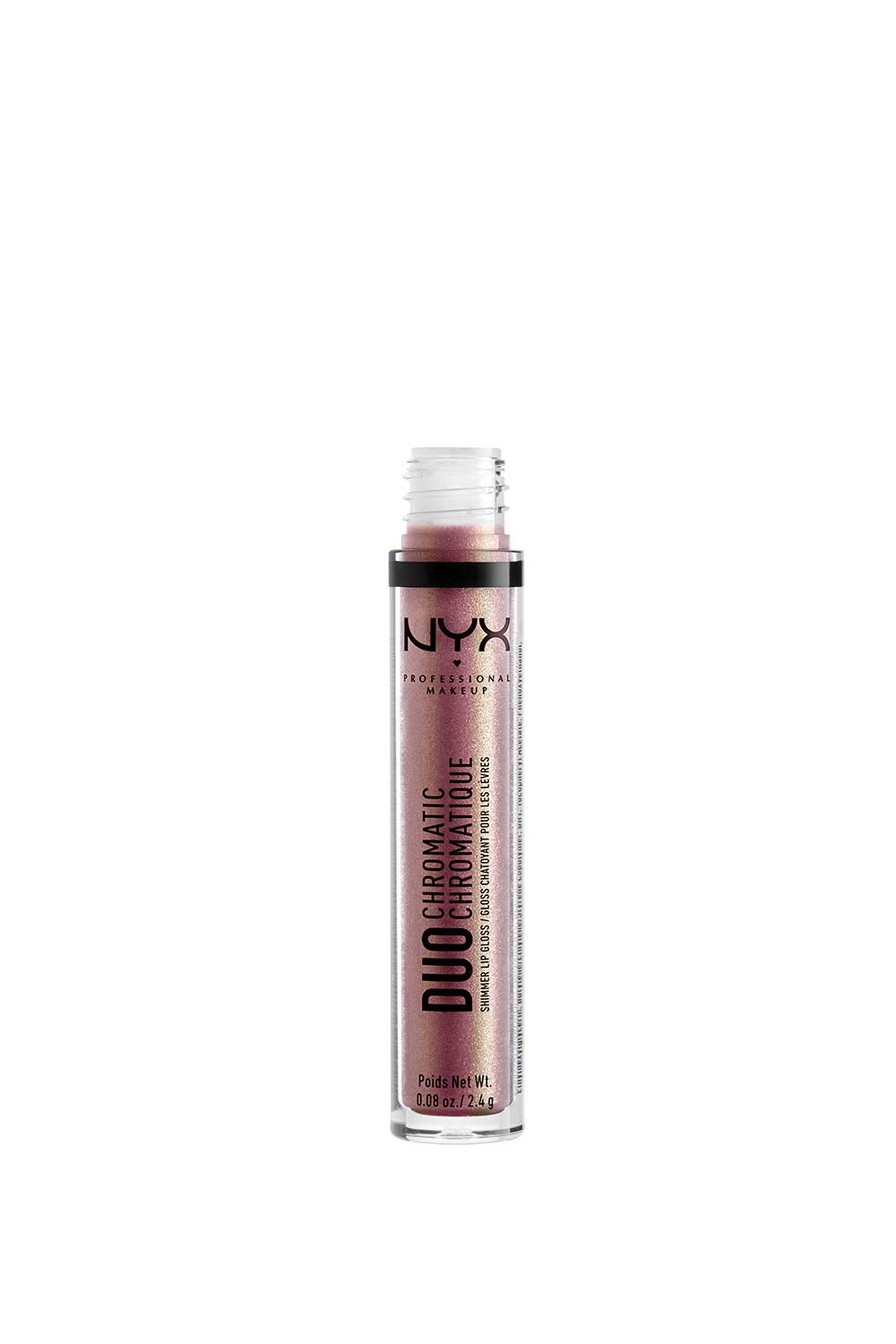 NYX PROFESSIONAL MAKEUP Duo Chromatic Lip Gloss - Spring It On, Sheer Deep Pink Base With Gold Duo Chrome