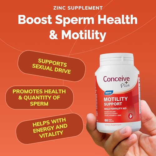 CONCEIVE PLUS Motility Boost for Men - Sperm Count Booster with Vitamin D, Vitamin E, Zinc, Spermidine, Antioxidants - Sperm Count, Sperm Motility - Multivitamin Supplement for Men Sperm - 60 Caps