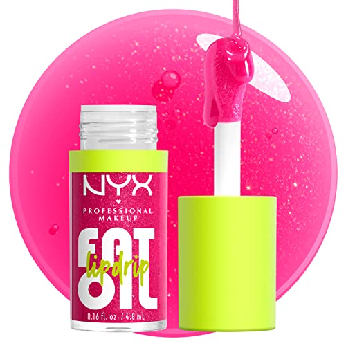 NYX PROFESSIONAL MAKEUP Fat Oil Lip Drip, Moisturizing Lip Oil Gloss, Vegan Tinted Formula, Up to 12 HR Hydration - Supermodel (Shimmering Magenta)
