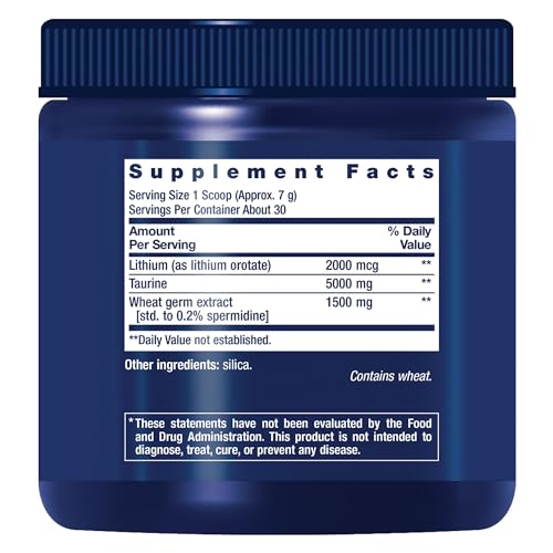 Life Extension Healthy Aging Powder, Healthy Aging Supplement, Heart Health, Brain Health, Exercise Performance, Taurine, Lithium, spermidine, Powder Blend, Non-GMO, Vegetarian, 30 Servings