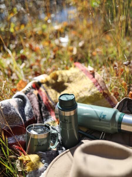 STANLEY Stay-Hot Camp Mug 12 oz | Press Fit Drink Through Lid | Cup for Coffee, Tea and Drinks | Insulated Stainless Steel Coffee Mug | BPA-Free | Hammertone Green