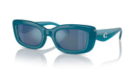 Thumbnail for COACH Women's HC8390U Sculpted C Hardware Universal Fit Rectangular Sunglasses, Milky Ocean Blue/Blue Mirrored, 51 mm