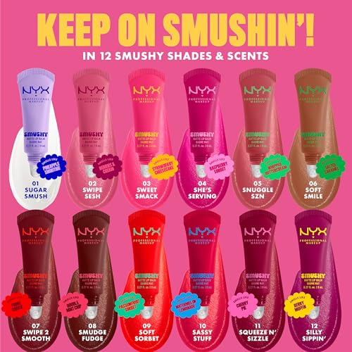 NYX PROFESSIONAL MAKEUP Smushy Matte Lip Balm, Tinted Lip Moisturizer with Soft, Matte Finish - Sweet Smack (Mid-Tone Pink)